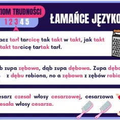 Trzy łamańce językowe o różnym poziomie trudności: o tarciu, zupie i cesarzu.