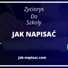 Jak napisać życiorys do szkoły? Ilustracja przedstawia postać w okularach i krawacie, wskazującą na tekst.